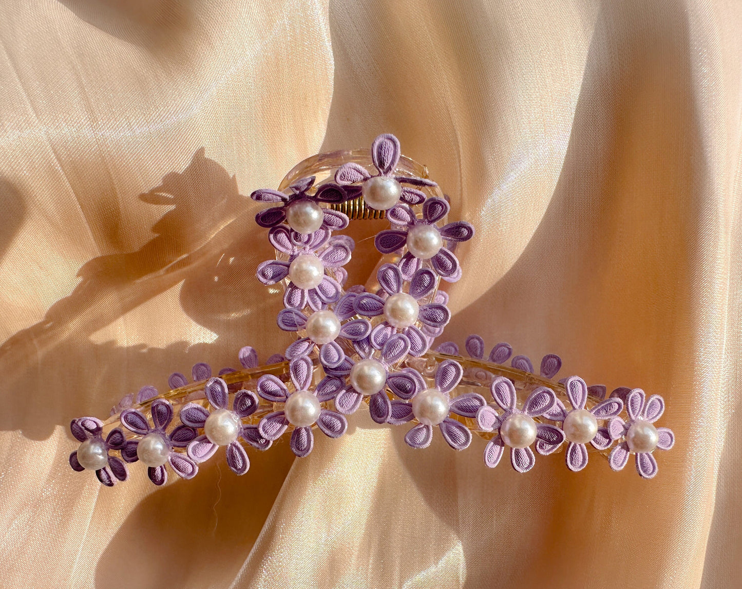 Daisy Flower Hair Claw Lilac and Yellow