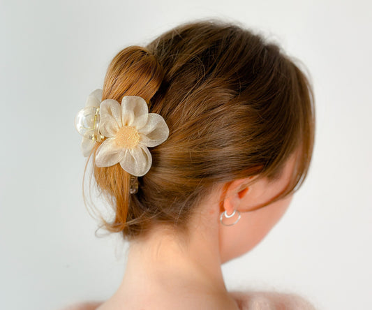 Golden Flower Hair Claw Clip